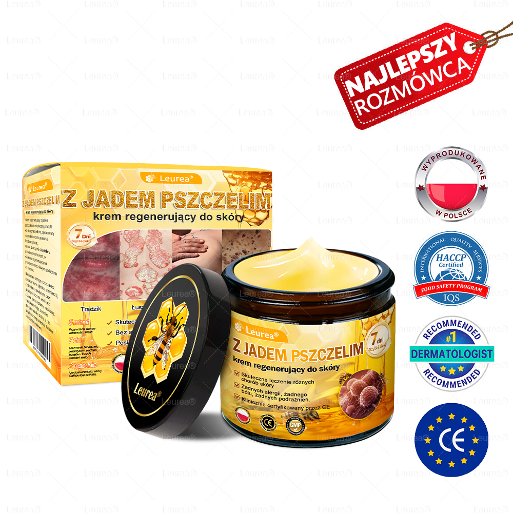 Leurea® Jad Pszczeli Regeneracja Skóry Krem — ⭐Naturalna regeneracja skóry, wygładzenie zmarszczek i promienna cera-50 ml