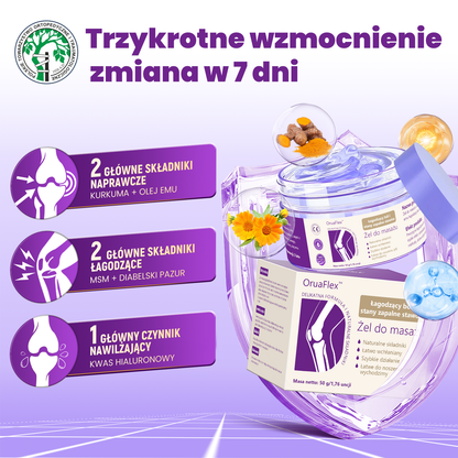 🌿𝐎𝐫𝐮𝐚𝐅𝐥𝐞𝐱™ Kurkuma & Olej Emu Żel do masażu łagodzący ból i stany zapalne stawów👨‍⚕️Certyfikowany przez Polskie Towarzystwo Ortopedyczne i Traumatologiczne (PTOiTr)